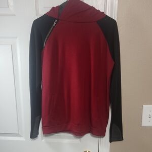 Source Unknown Red and Black Zip Up Sweater